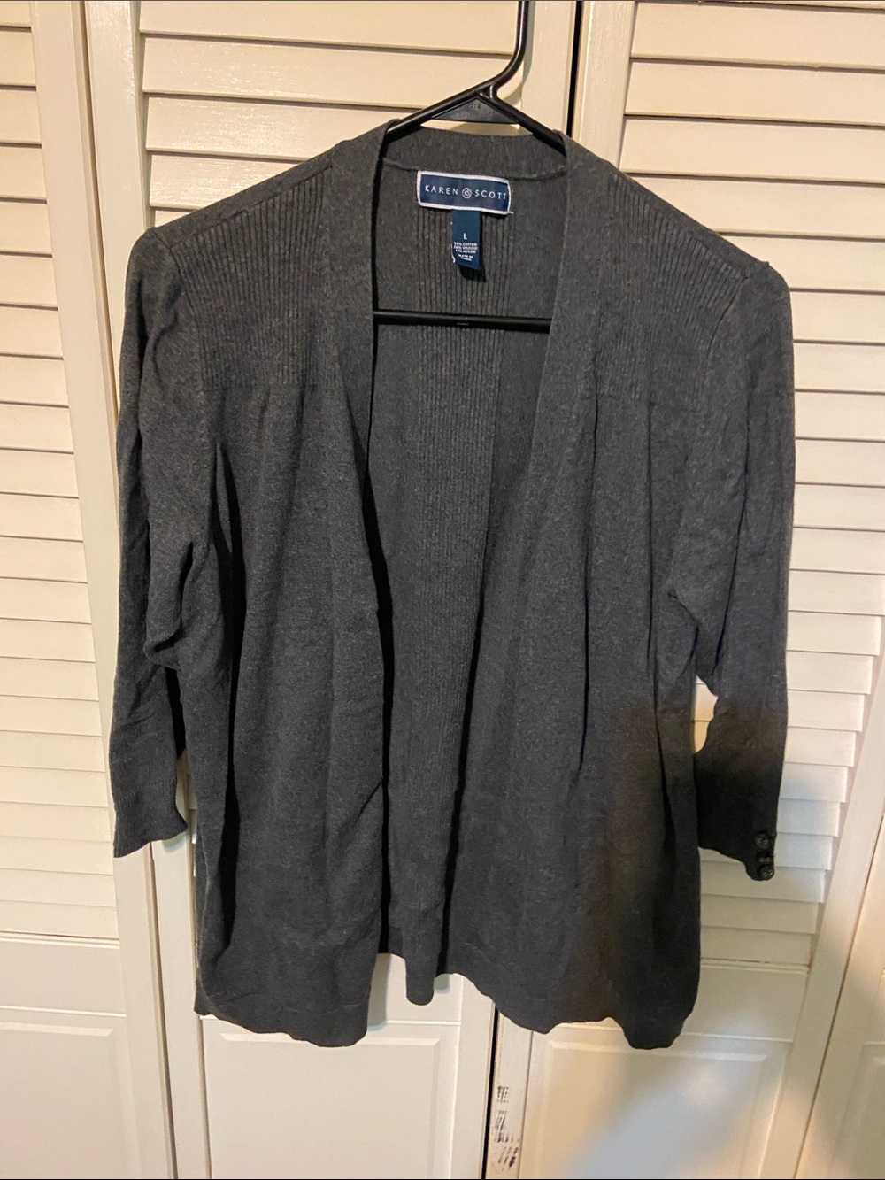 Karen Scott Charcoal Open-Front Cardigan